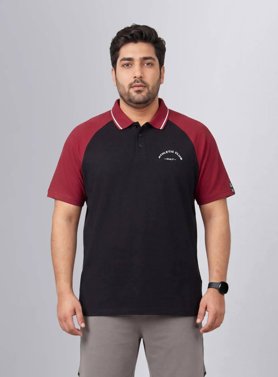 Men's Black Athletic Club Plus Size Polo T-shirt - Image 4