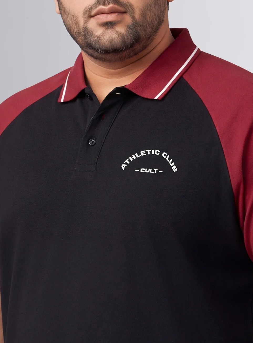 Men's Black Athletic Club Plus Size Polo T-shirt - Image 7