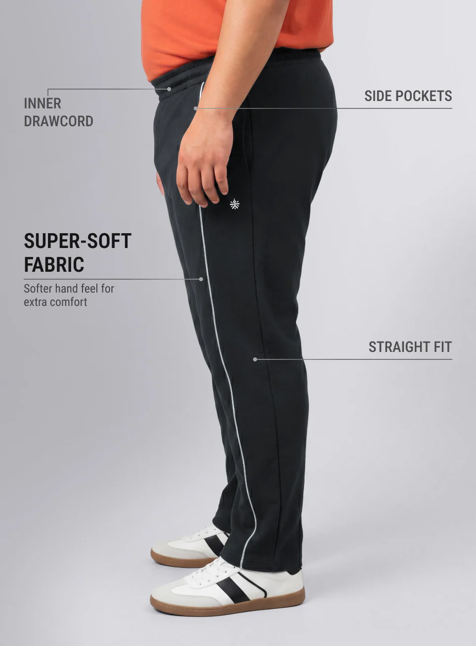 Men's Black Beyond Play Plus Size Trackpants - Image 5