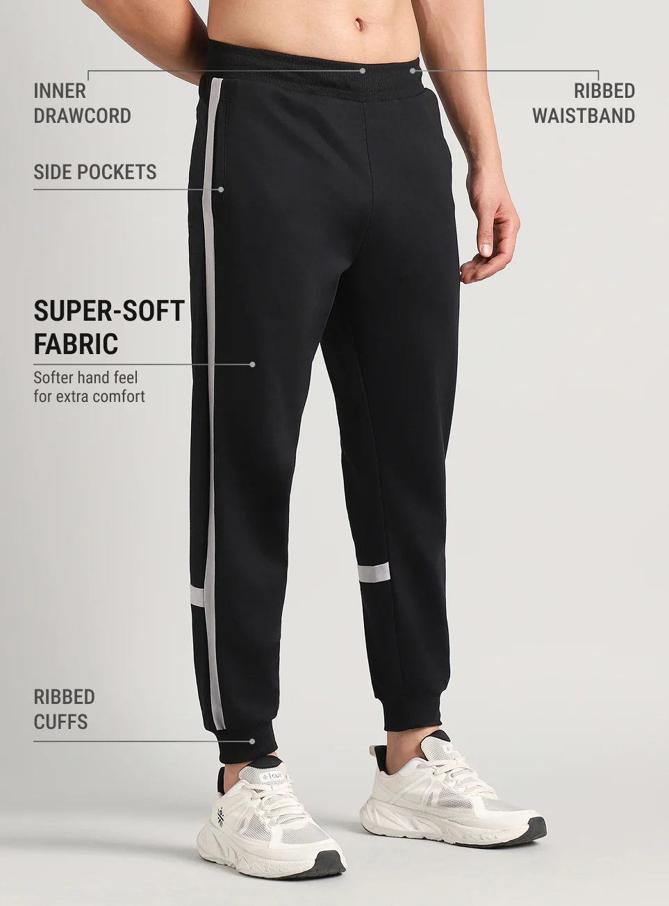 Men's Black Courtside Sporty Joggers - Image 5