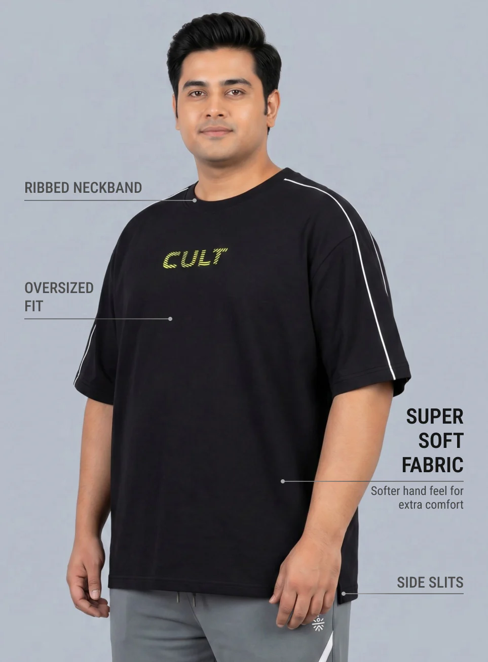 Men's Black Cult Brand Carrier Plus size Oversized Fit T-shirt - Image 5