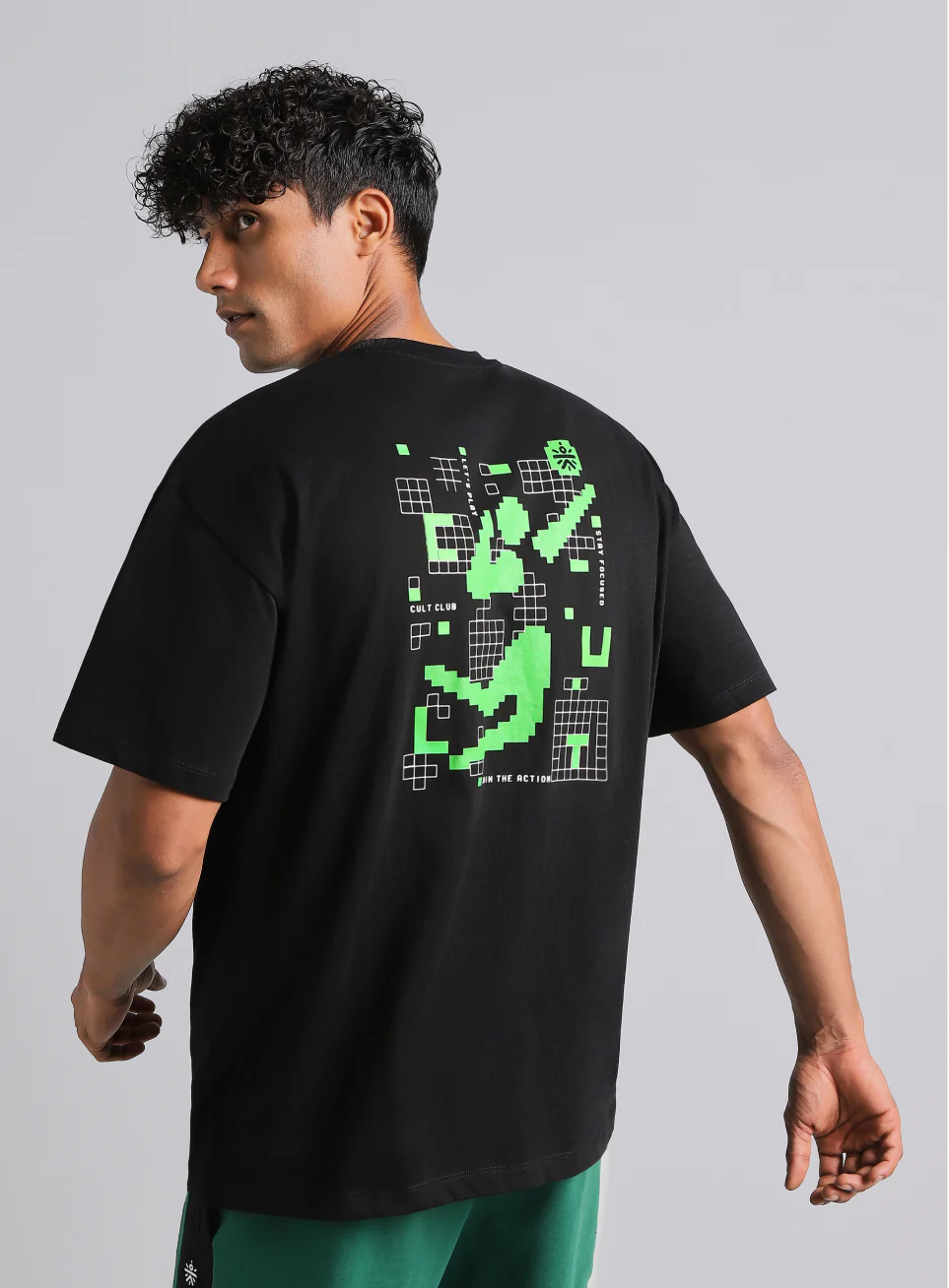 Men's Black Cult Power Play Oversized Fit T-shirt