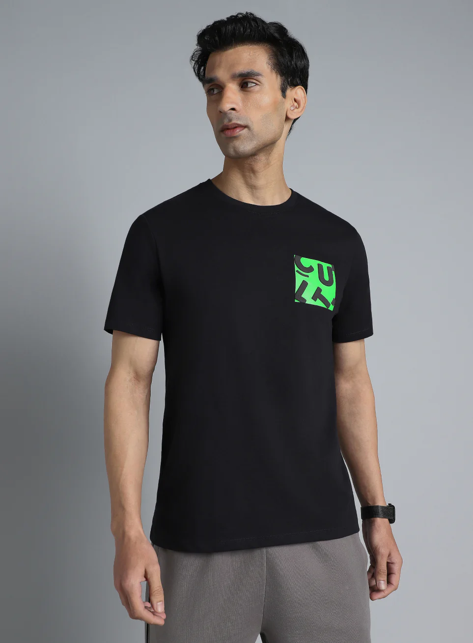Men's Black Cult Print Graphic T-shirt