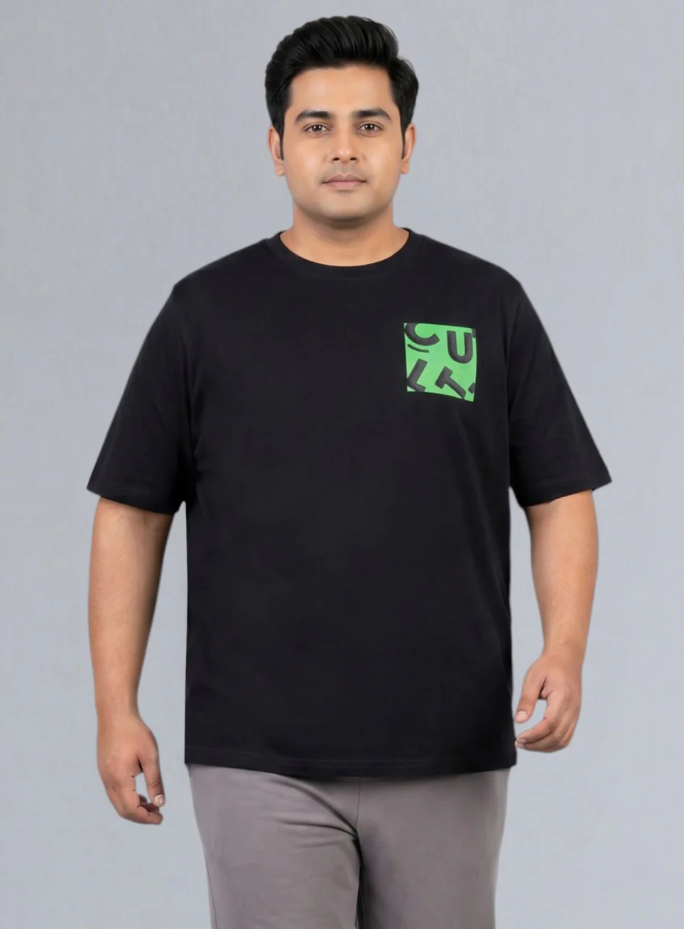 Men's Black Cult Print Plus Size Graphic T-shirt