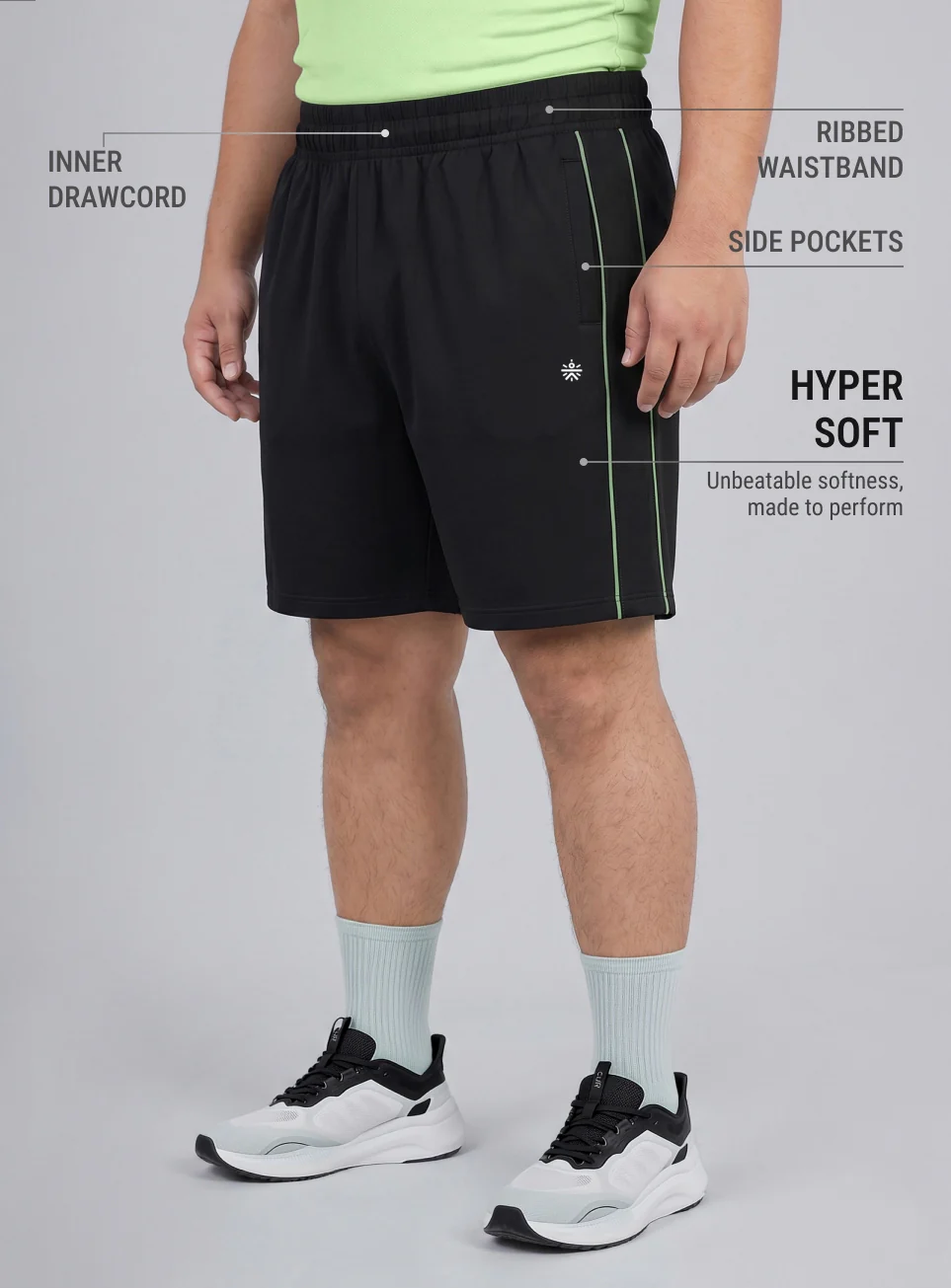Men's Black Edge Line Training Plus Size Shorts - Image 5