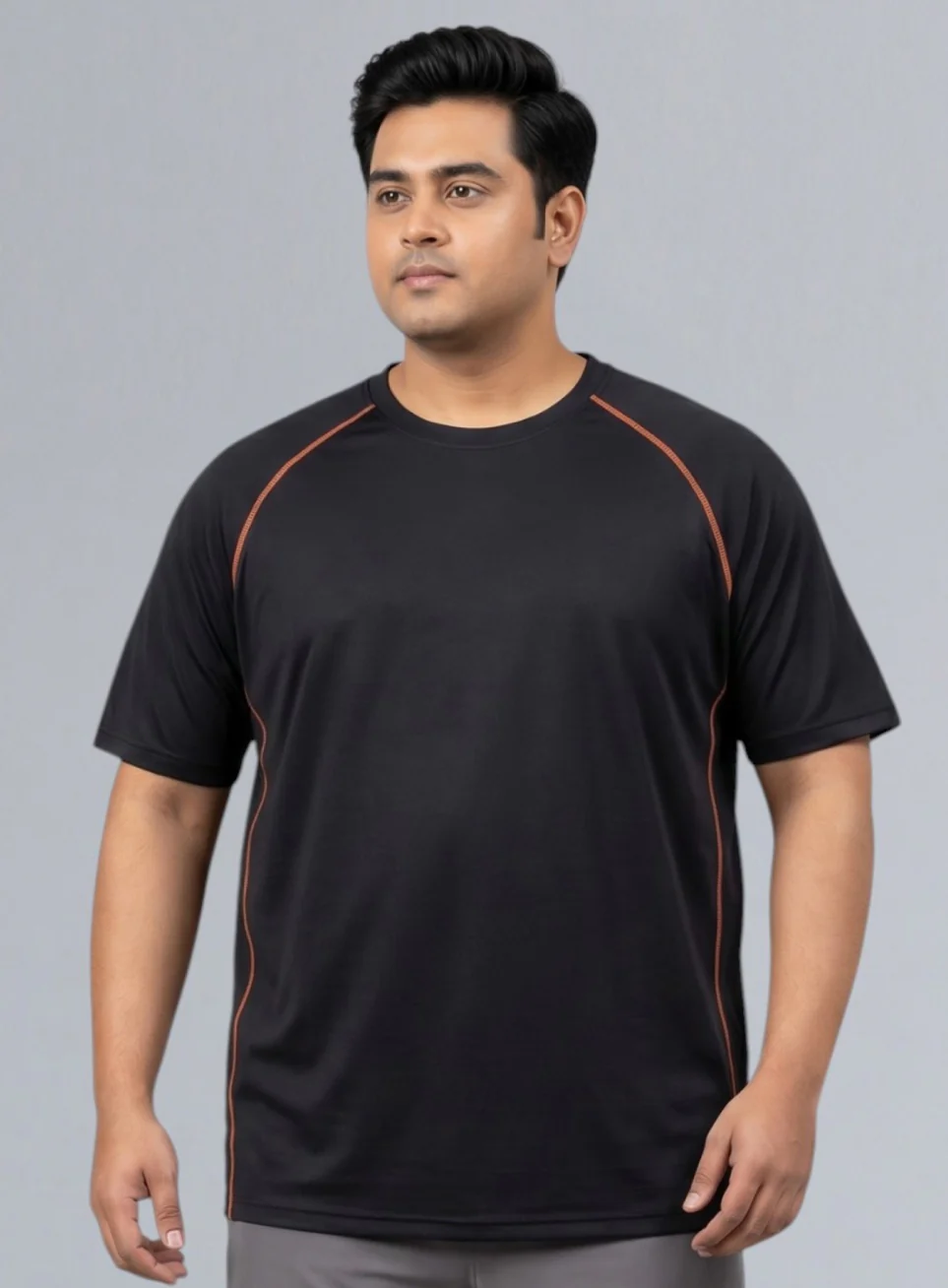 Men's Black Everyday Workout Train Plus Size T-shirt