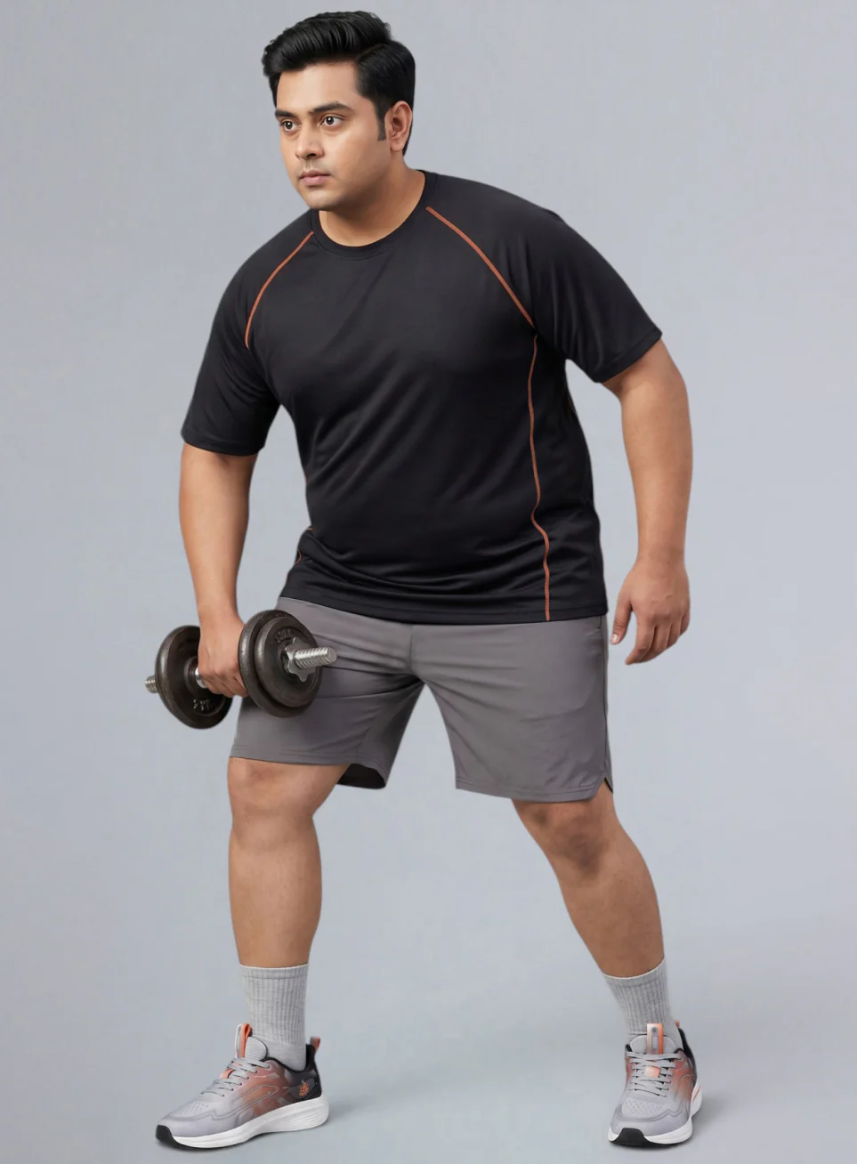 Men's Black Everyday Workout Train Plus Size T-shirt - Image 2