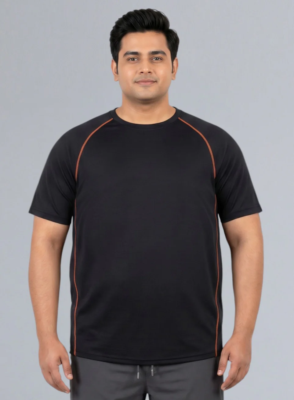Men's Black Everyday Workout Train Plus Size T-shirt - Image 4