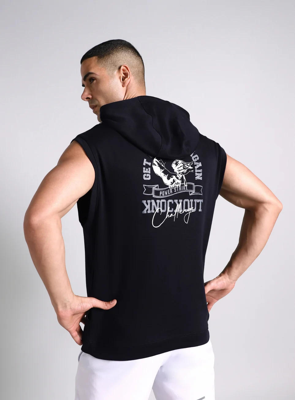 Men's Black Fight Combat Hoodie Tank - Image 7