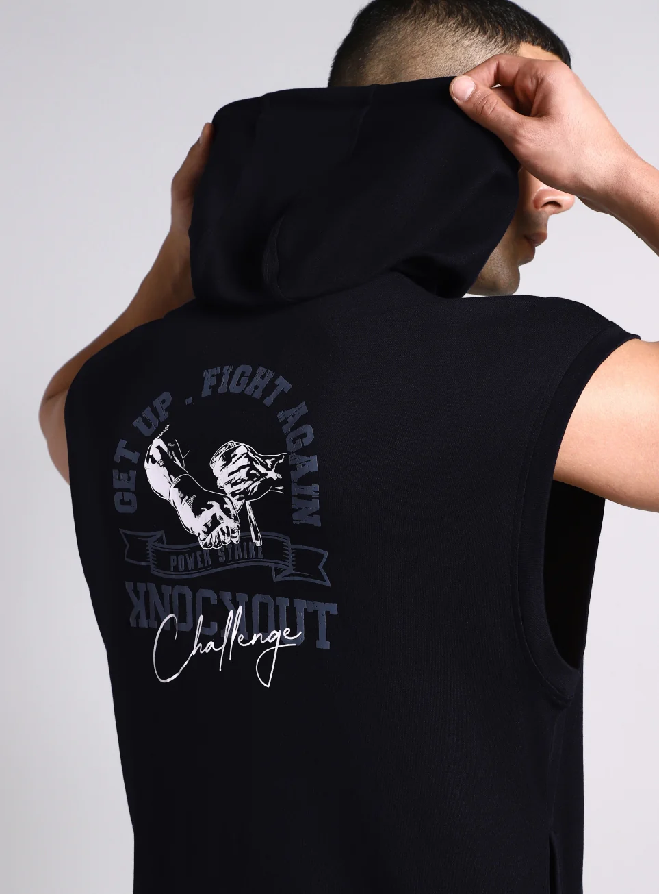 Men's Black Fight Combat Hoodie Tank - Image 8