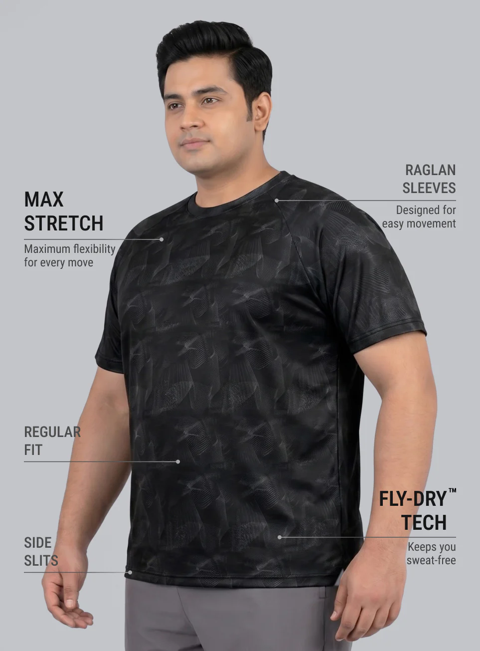 Men's Black High Energy Line Training Plus Size T-shirt - Image 5