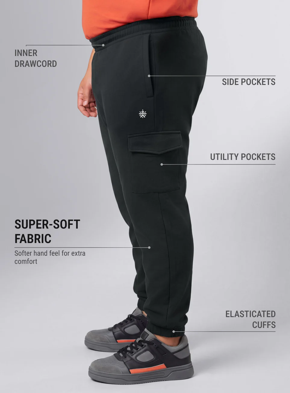 Men's Black Move All Day Plus Size Cargo Joggers - Image 5