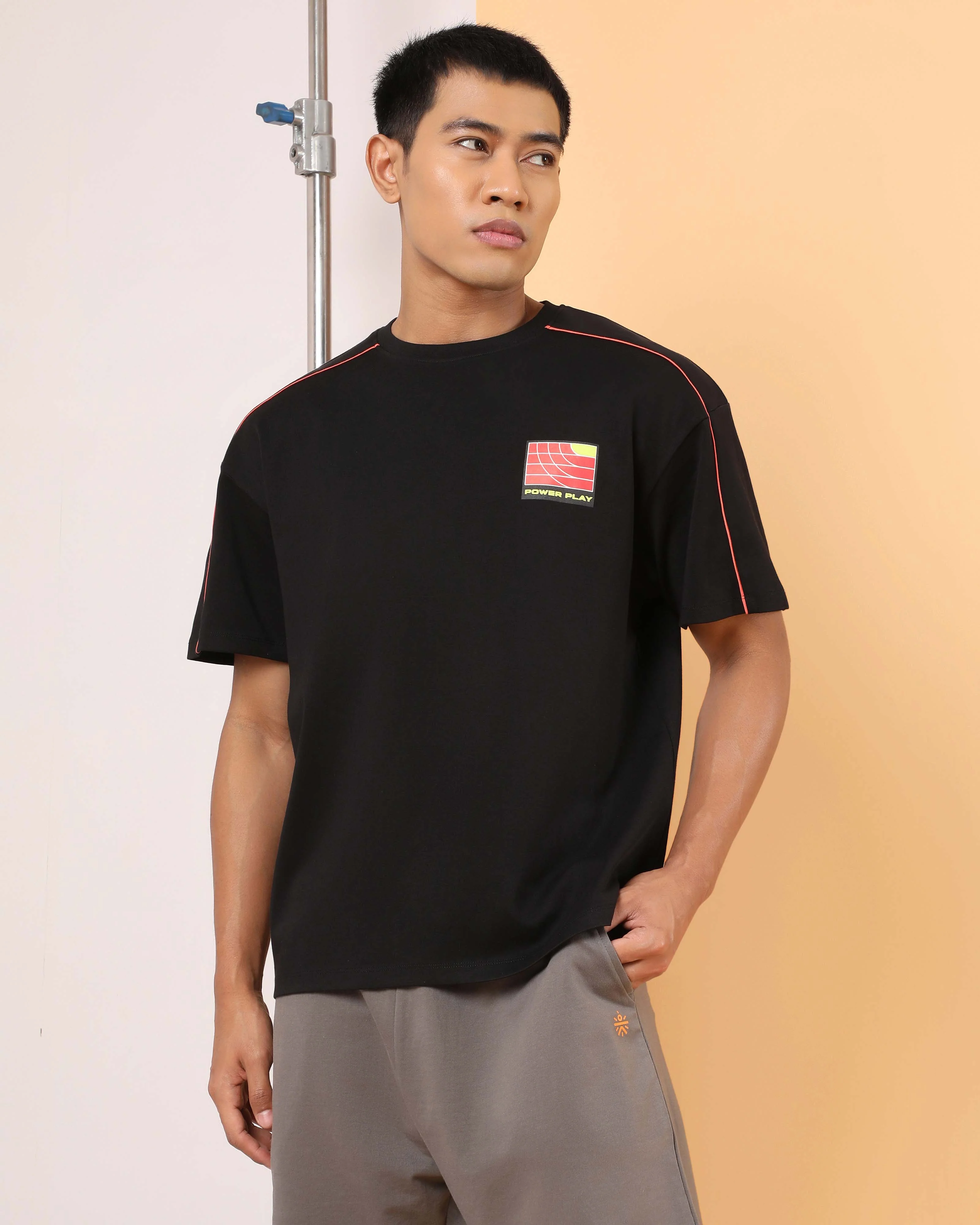 Men's Black Power Play Relaxed fit T-shirt