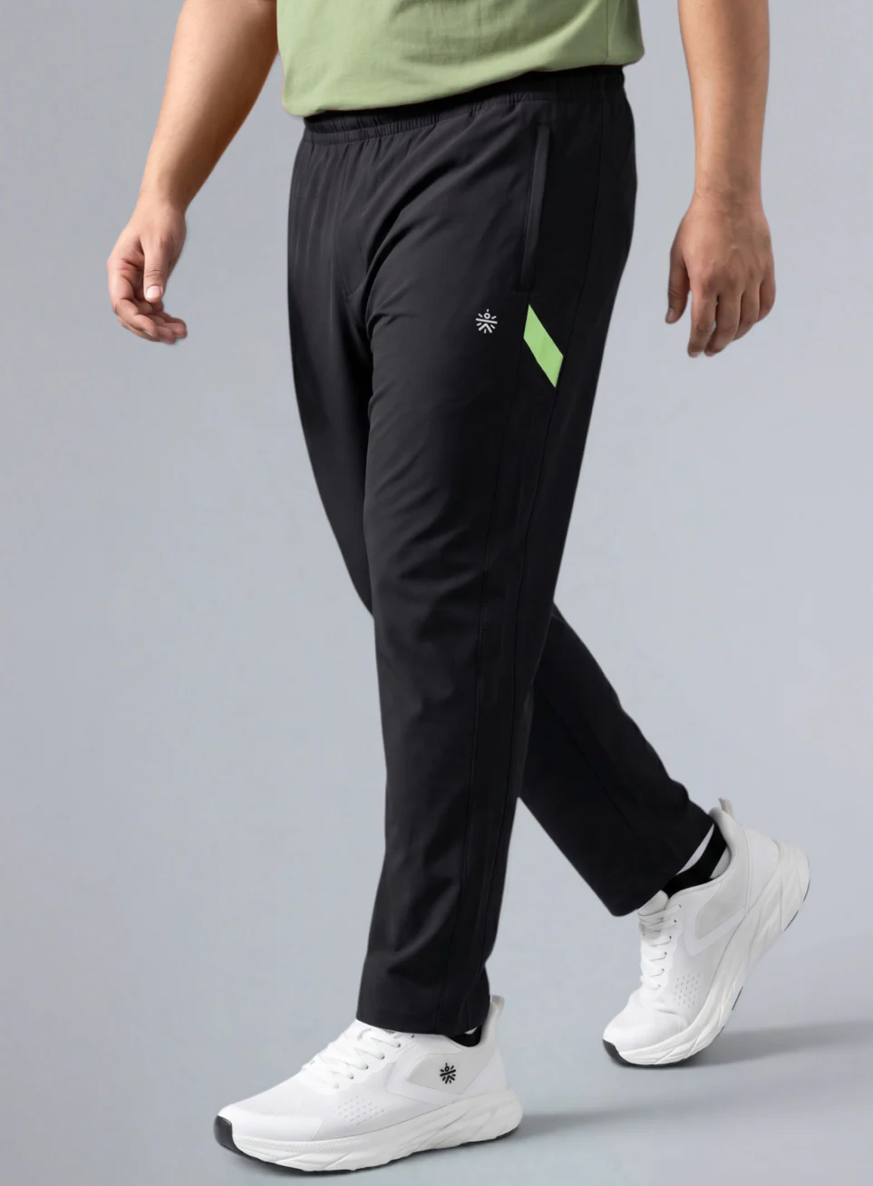Men's Black Power Pop Plus Size Straight Fit Trackpants