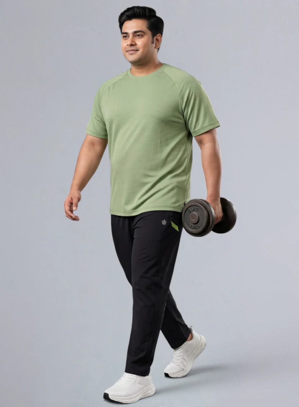 Men's Black Power Pop Plus Size Straight Fit Trackpants - Image 2