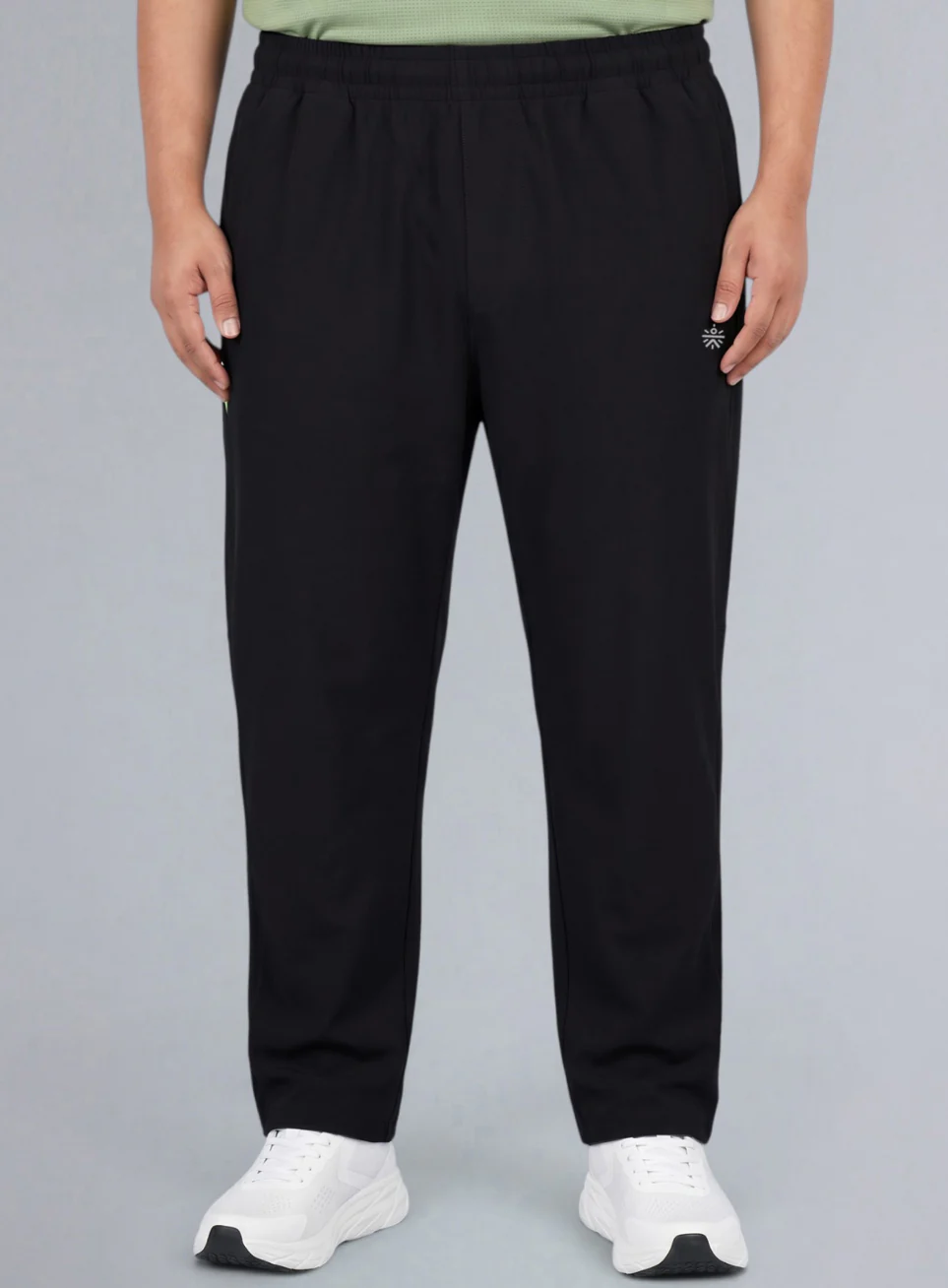Men's Black Power Pop Plus Size Straight Fit Trackpants - Image 4