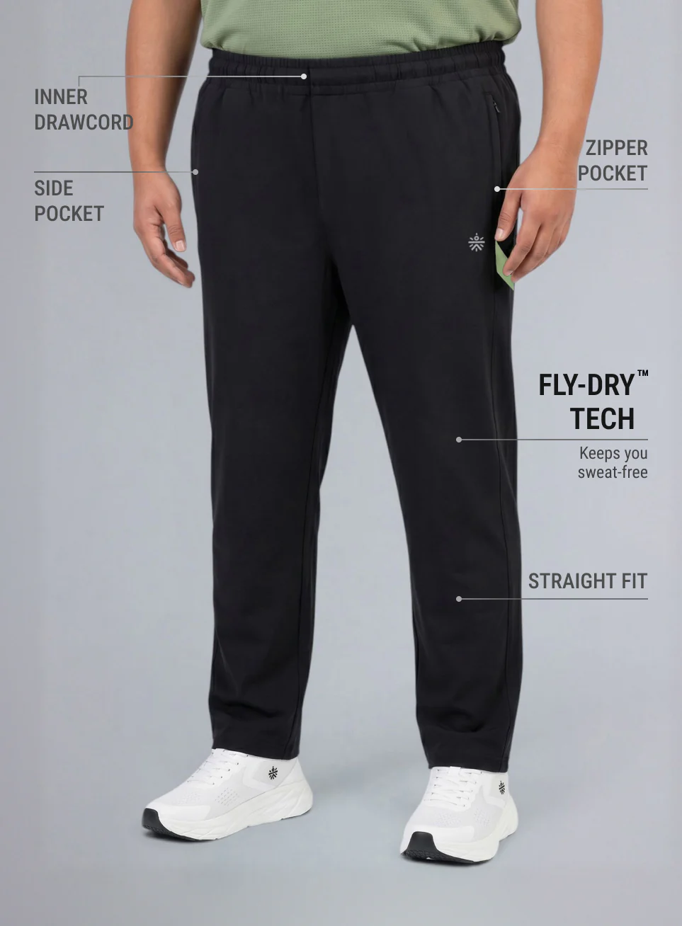 Men's Black Power Pop Plus Size Straight Fit Trackpants - Image 5