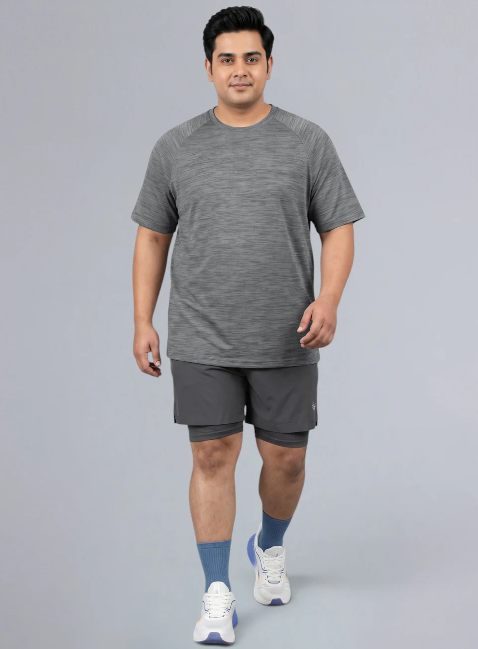 Men's Black Textured Performance Plus Size T-shirt - Image 3