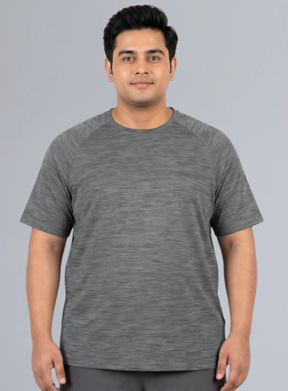 Men's Black Textured Performance Plus Size T-shirt - Image 4