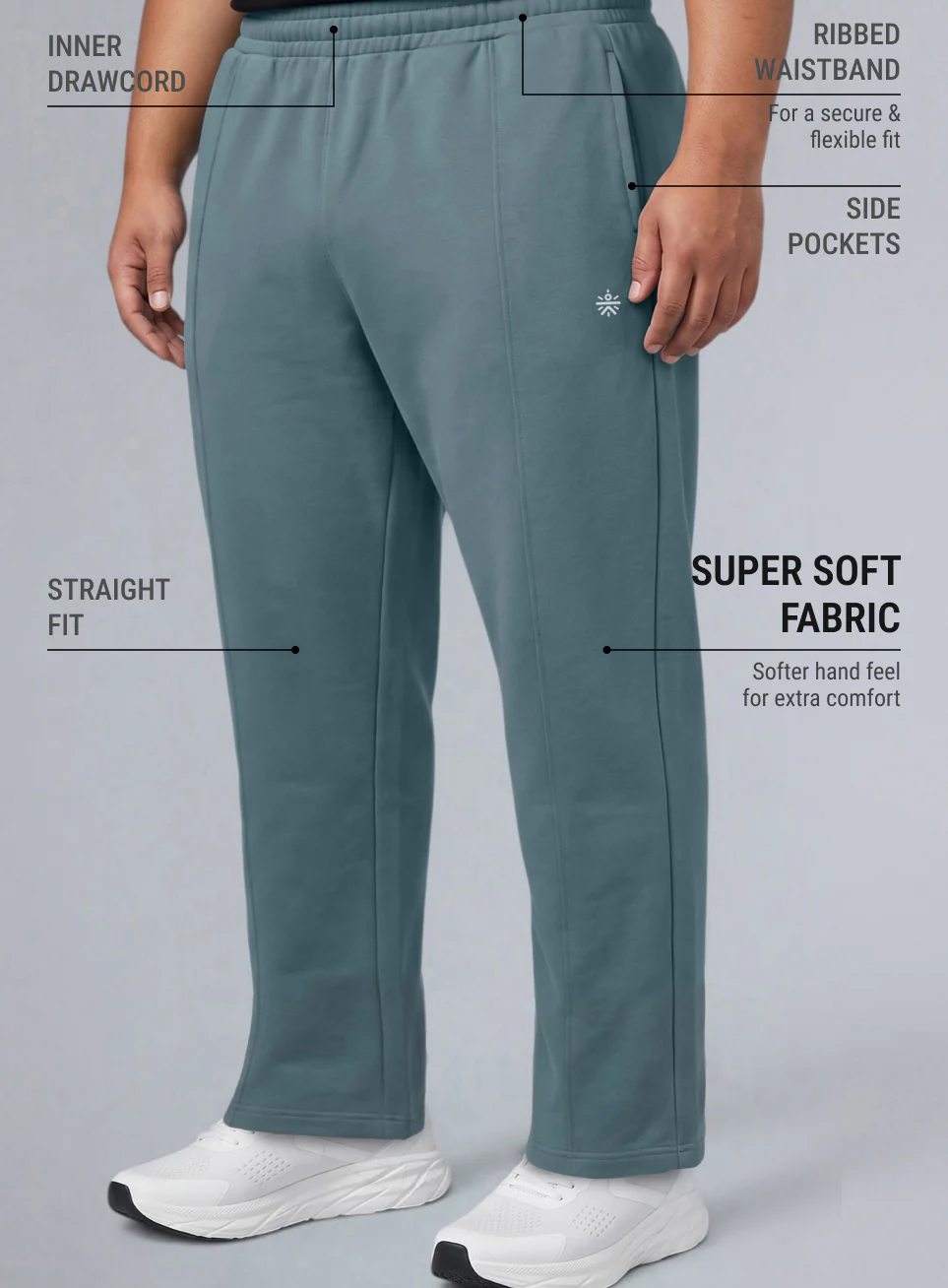 Men's Blue All Day Play Plus Size Straight Fit Trackpants - Image 5