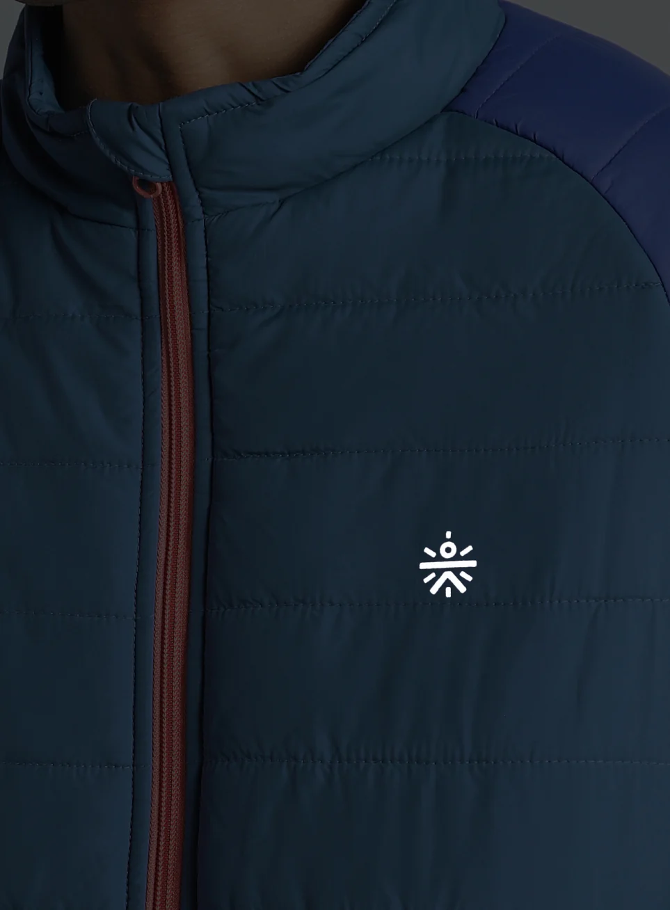 Men's Blue Colorblock Puffer Jacket - Image 11