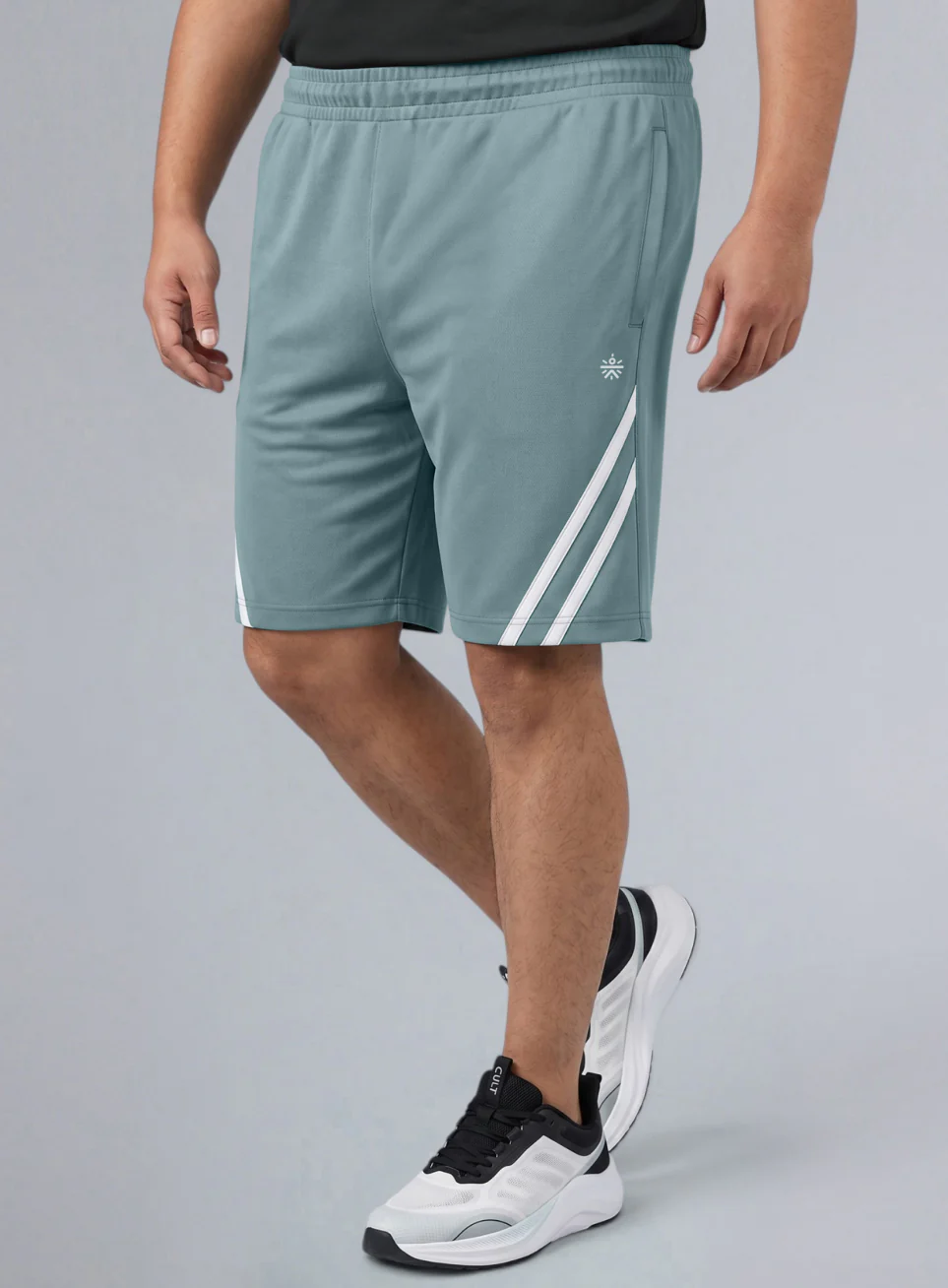Men's Blue Contrast Panel Plus Size Shorts