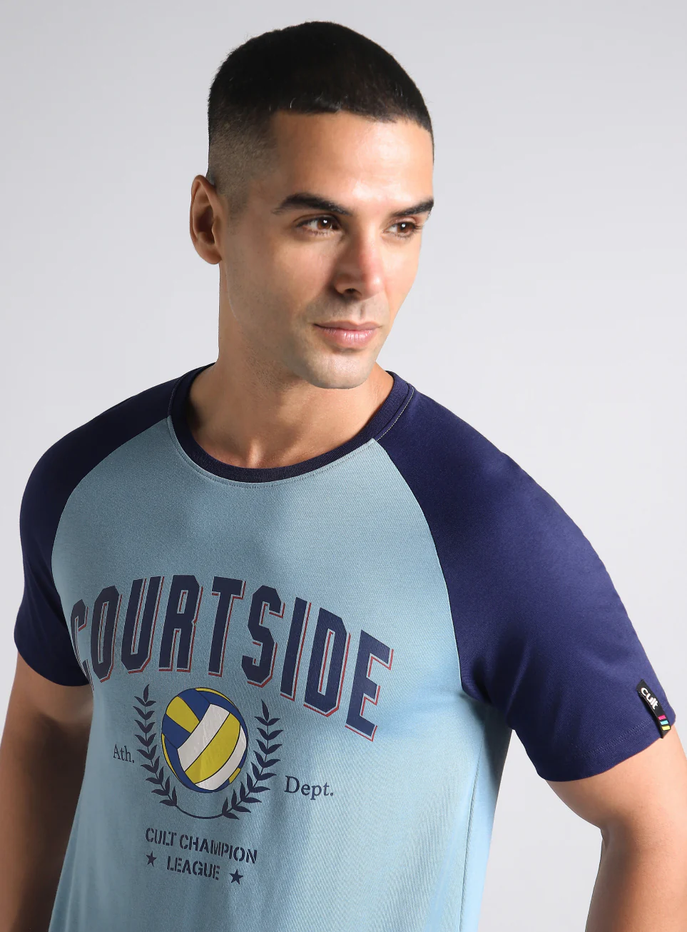 Men's Blue Courtside Sporty Colorblock T-shirt - Image 7