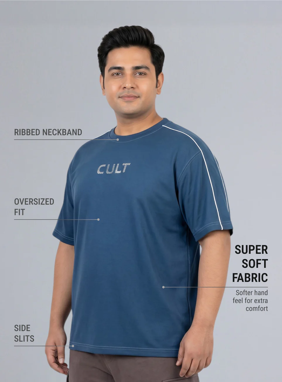 Men's Blue Cult Brand Carrier Plus Size Oversized Fit T-shirt - Image 5