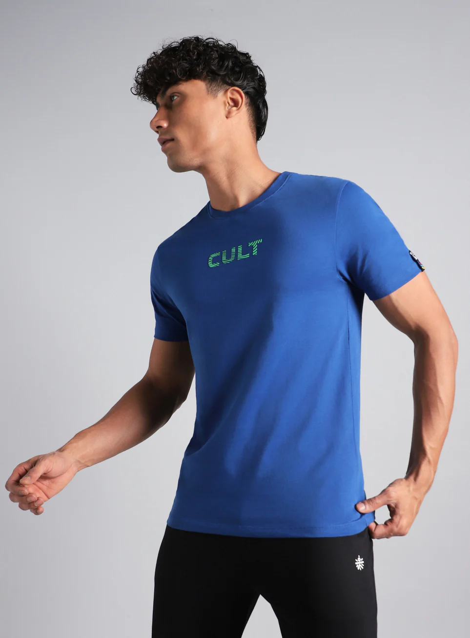 Men's Blue Cult Branding Printed T-shirt