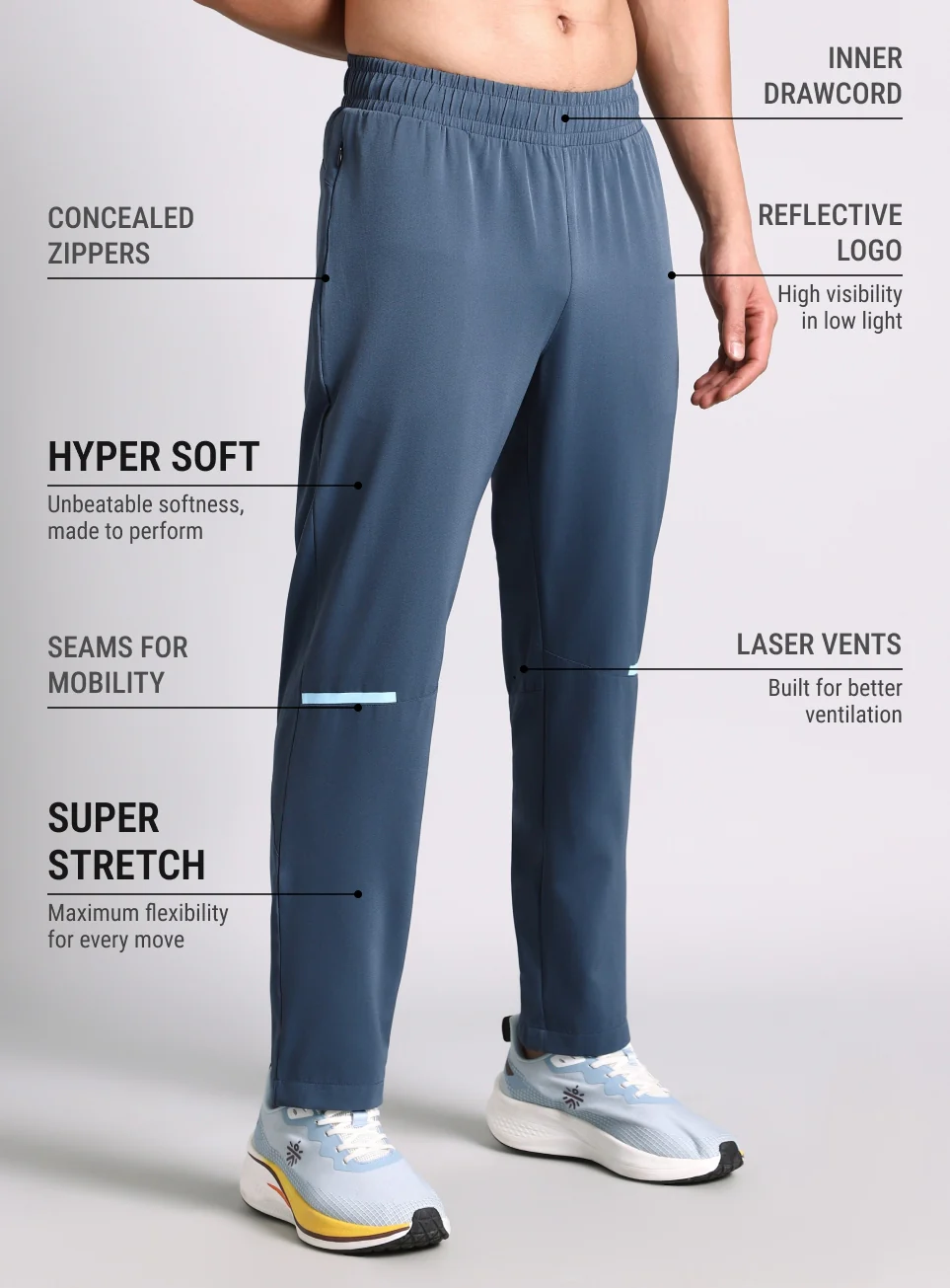 Men's Blue High Impact Running Trackpants - Image 5