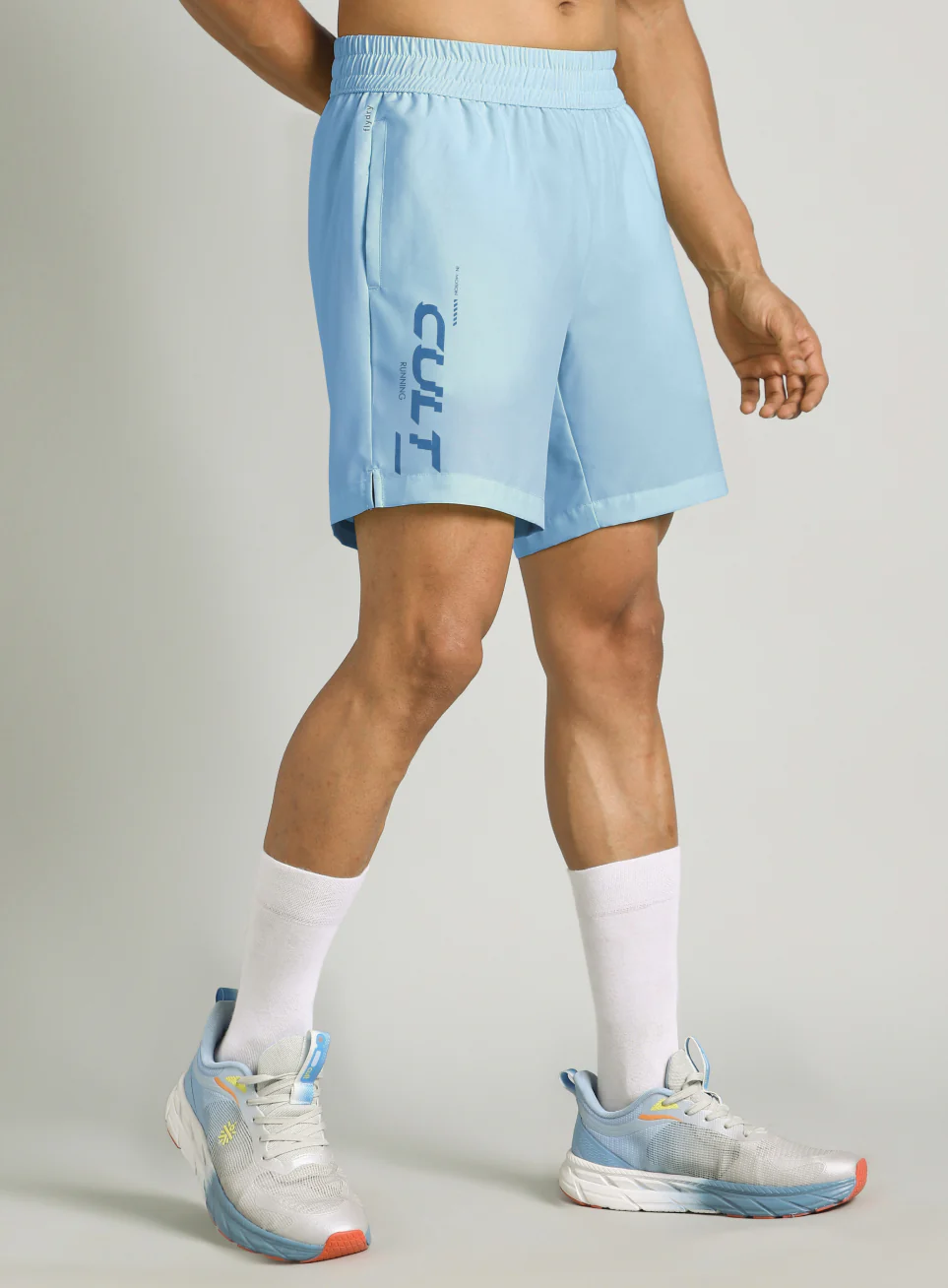 Men's Blue Motion Graphic Running Shorts
