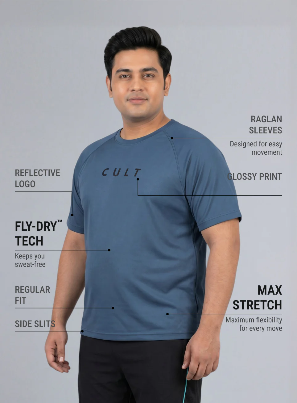 Men's Blue Plus Size Pro Run Athlete T-shirt - Image 5