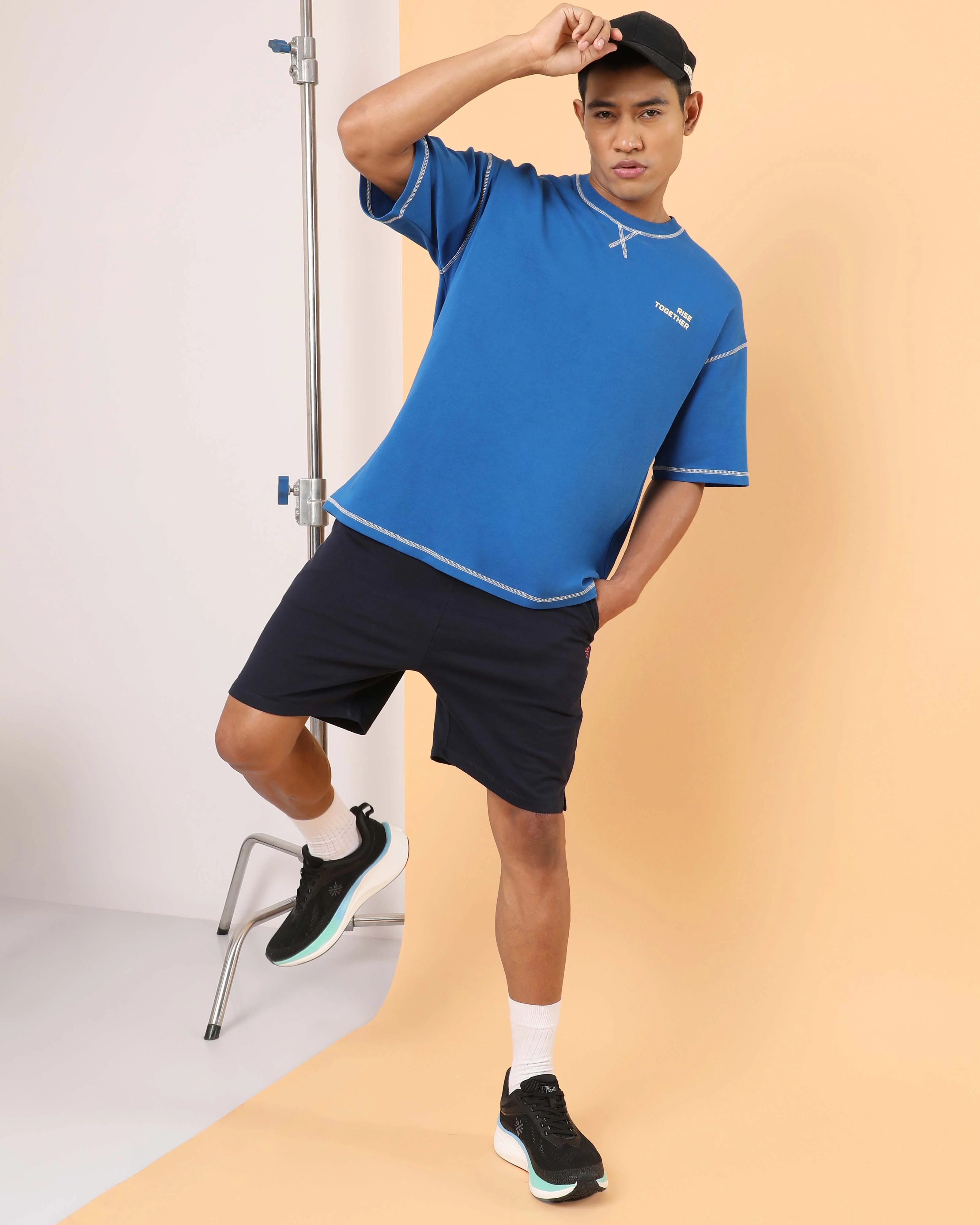 Men's Blue Rise Together Oversized T-shirt - Image 2