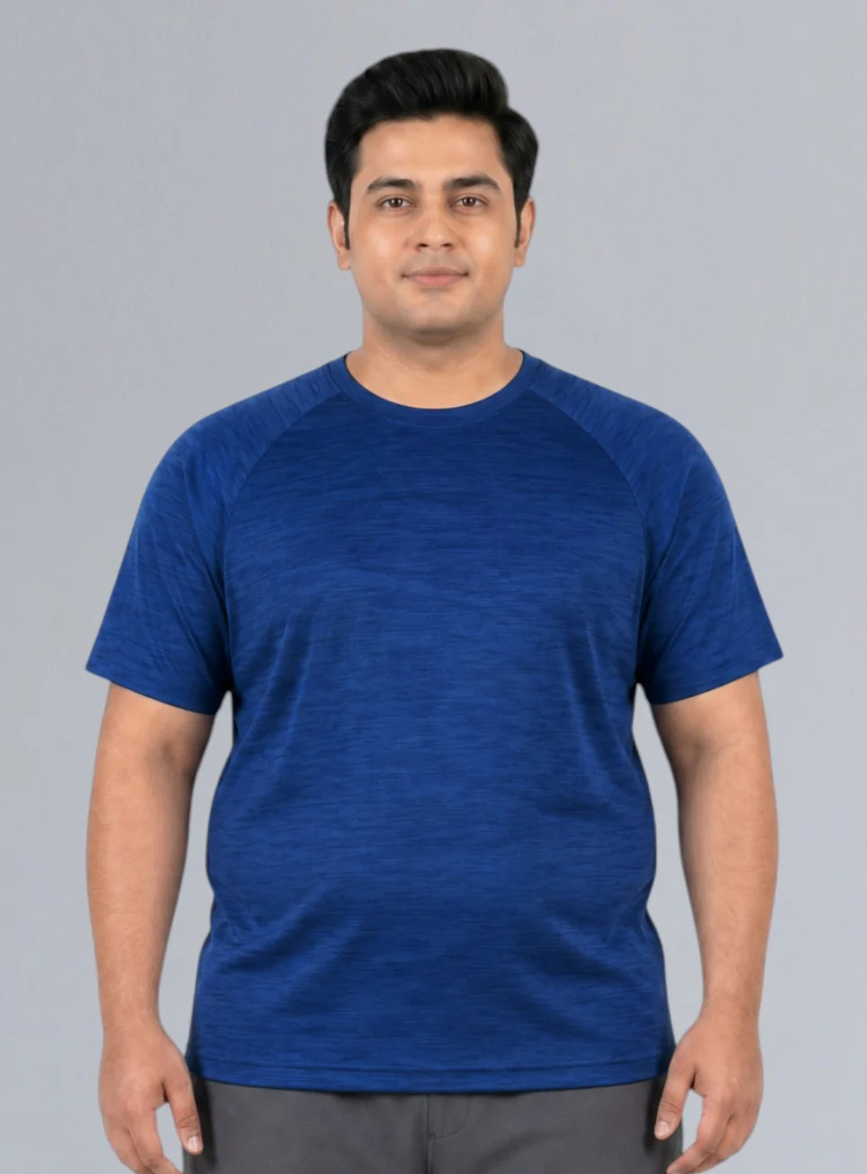 Men's Blue Textured Performance Plus Size T-shirt