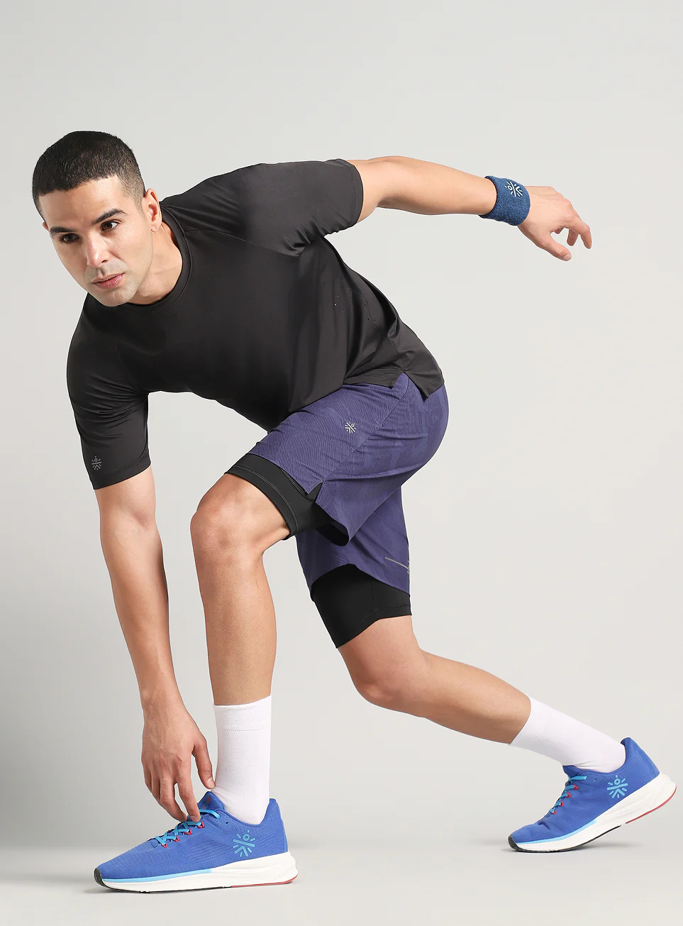 Men's Blue Urban Camo Shorts with Inbuilt Tights - Image 2