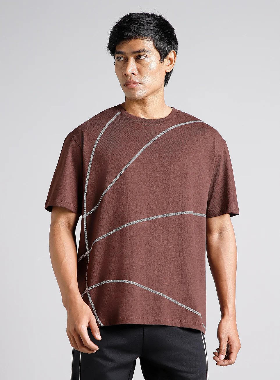 Men's Brown Basketball Imprint Relaxed Fit T-shirt - Image 4