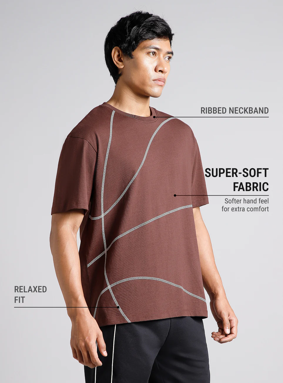 Men's Brown Basketball Imprint Relaxed Fit T-shirt - Image 5