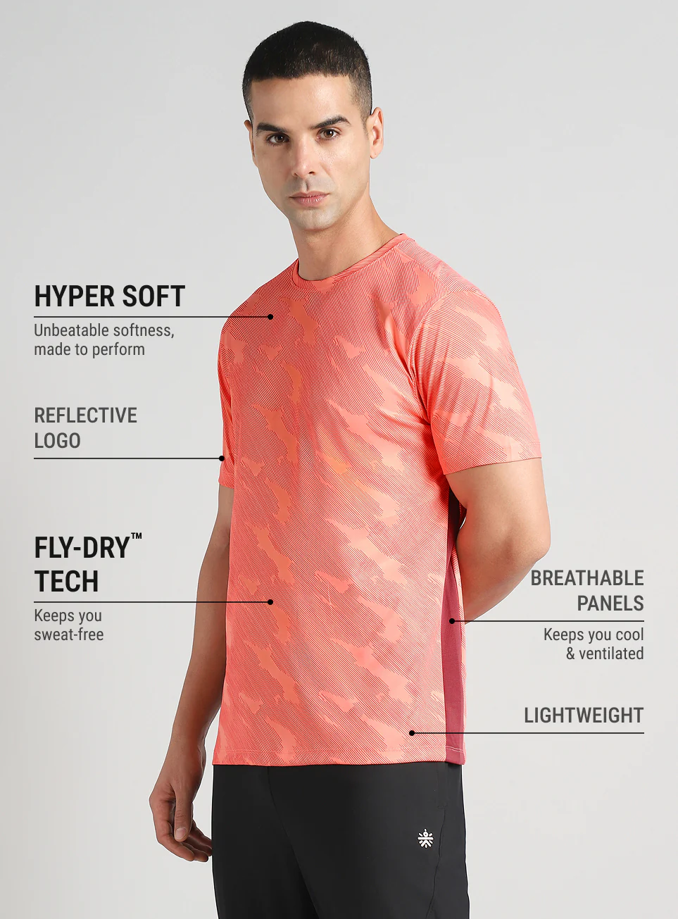 Men's Coral Urban Camo Running T-shirt - Image 5