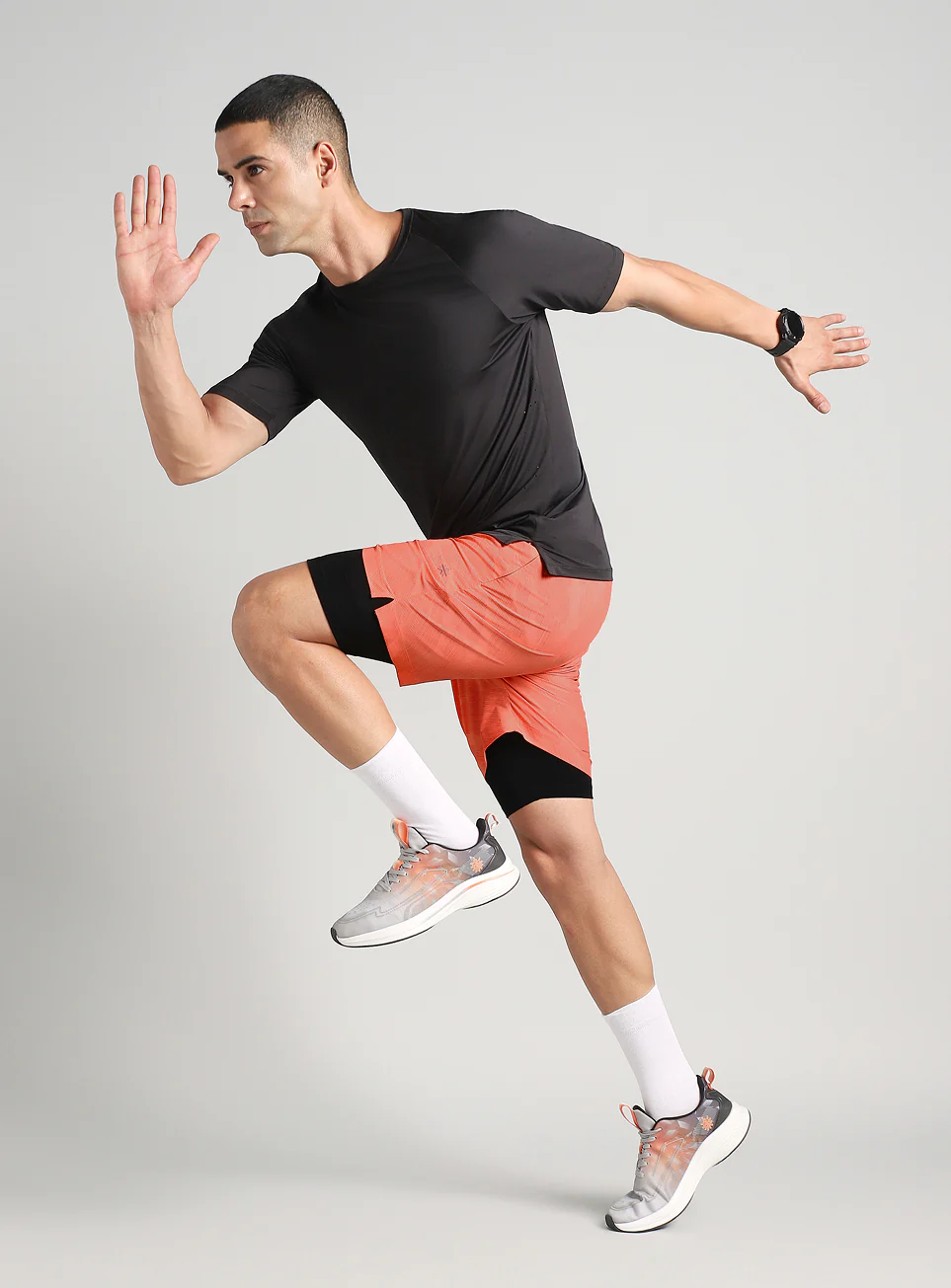 Men's Coral Urban Camo Shorts with Inbuilt Tights - Image 3