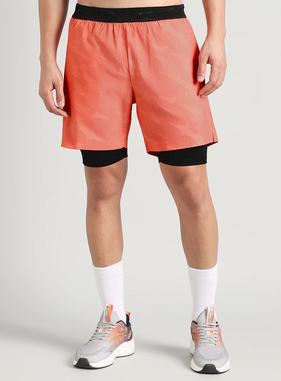 Men's Coral Urban Camo Shorts with Inbuilt Tights - Image 4