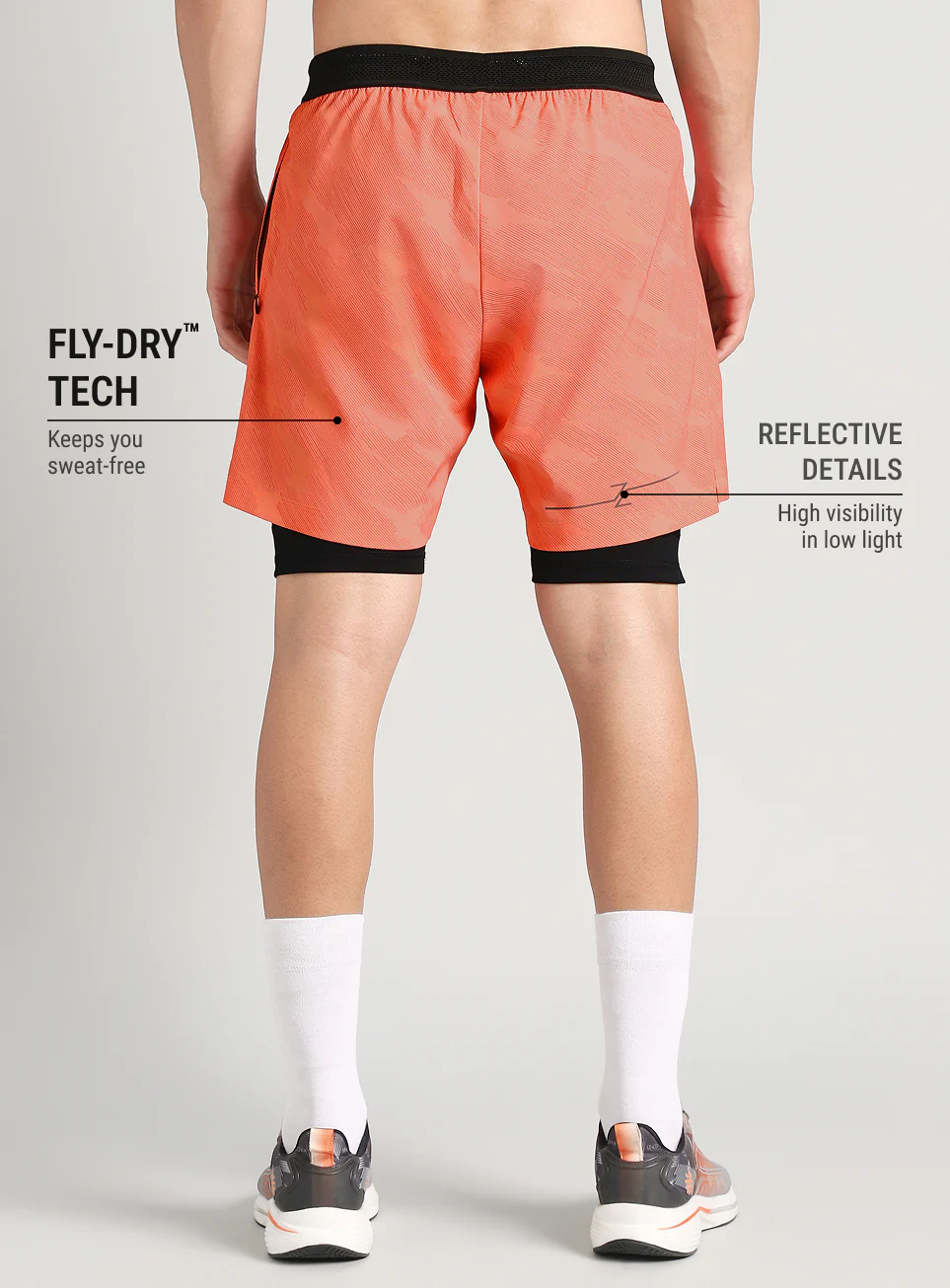 Men's Coral Urban Camo Shorts with Inbuilt Tights - Image 6