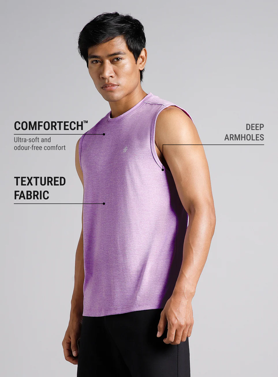 Men's Core COMFORtech Purple Muscle Tank - Image 5