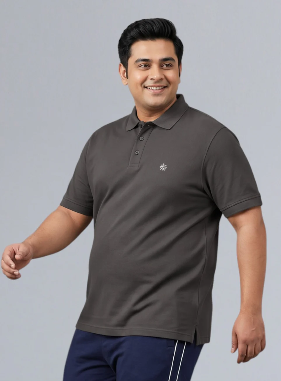 Men's Dark Grey All Day Play Plus Size Polo T-shirt