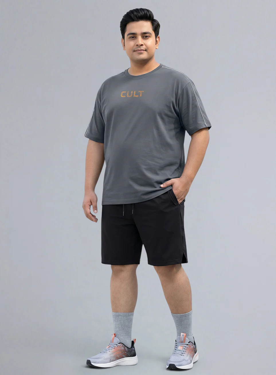 Men's Dark Grey Cult Brand Carrier Plus Size Oversized Fit T-shirt - Image 2