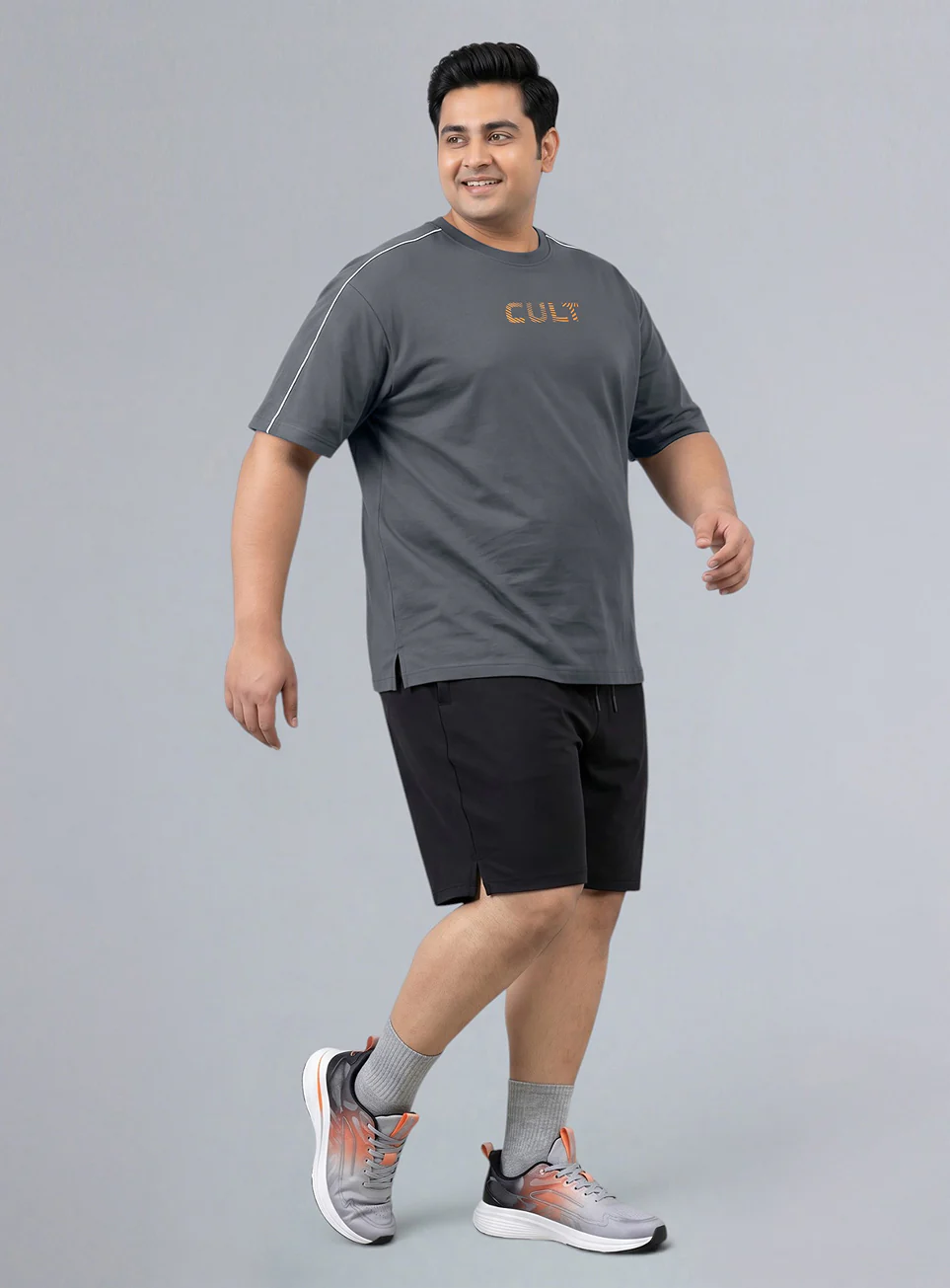 Men's Dark Grey Cult Brand Carrier Plus Size Oversized Fit T-shirt - Image 3
