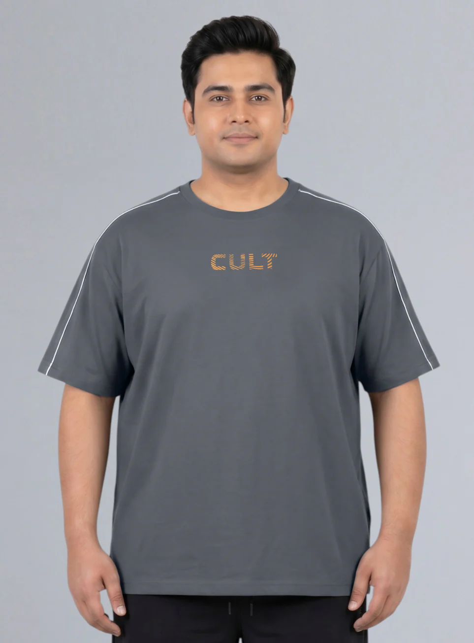 Men's Dark Grey Cult Brand Carrier Plus Size Oversized Fit T-shirt - Image 4