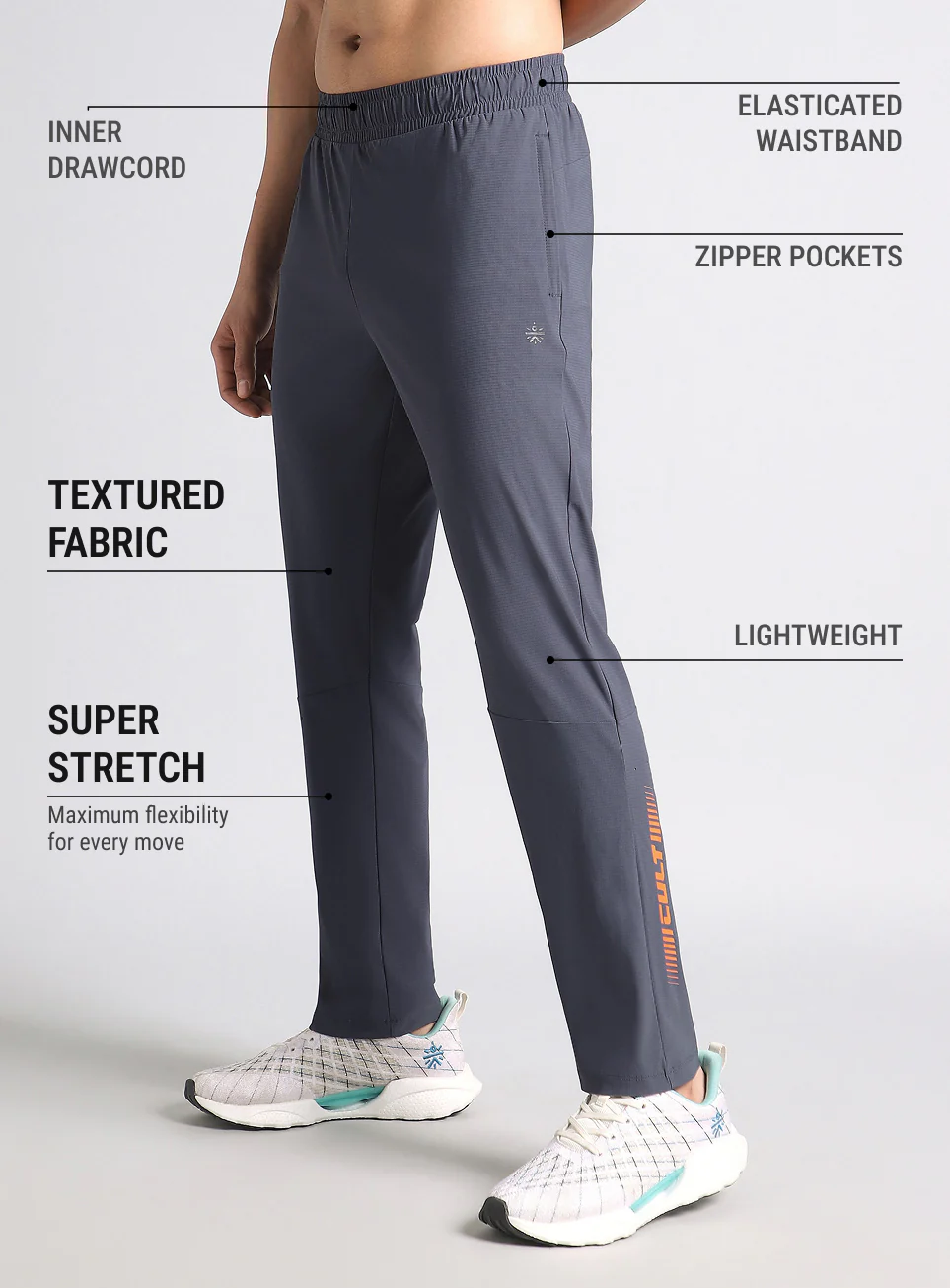 Men's Dark Grey Cult Performance Training Trackpants - Image 5