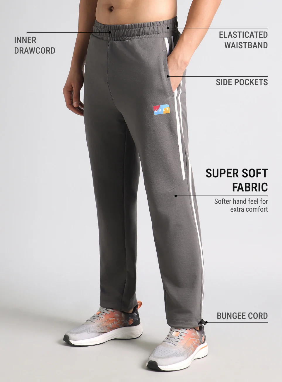 Men's Dark Grey Cult Sporty Move Trackpants - Image 5