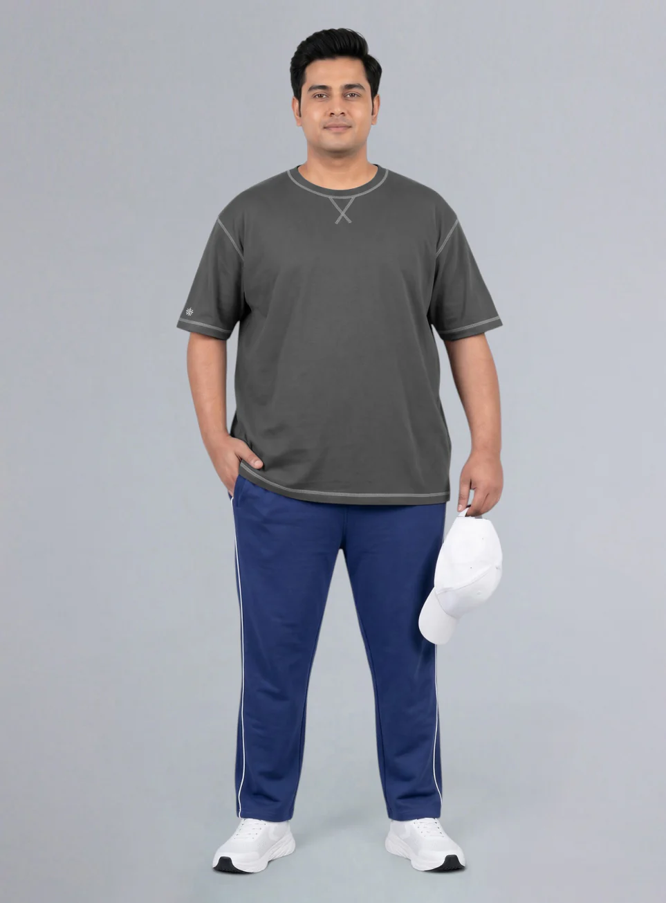 Men's Dark Grey Play Day Plus Size Oversized Fit T-shirt - Image 2