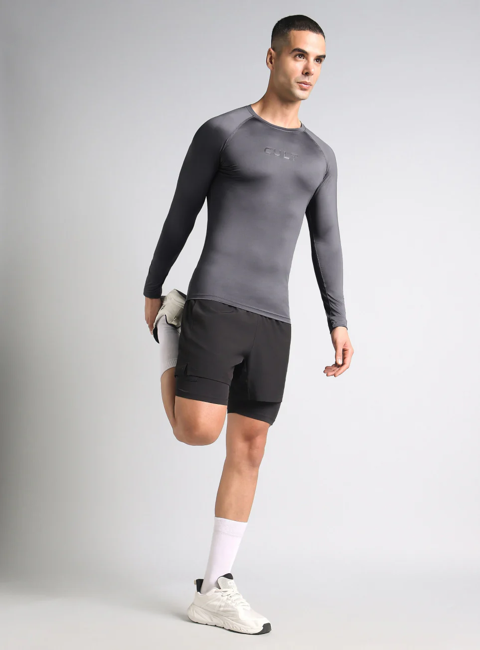 Men's Dark Grey Power Compression Full Sleeve T-shirt - Image 2